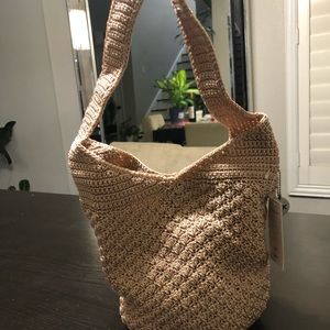 The SAK crochet hobo shoulder bag- TAN